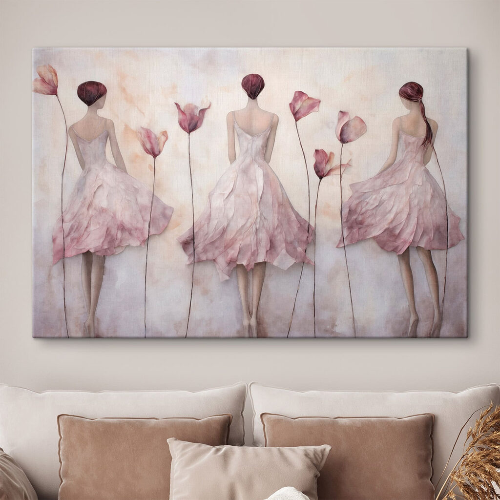 Trois femmes aux tulipes dans un intérieur