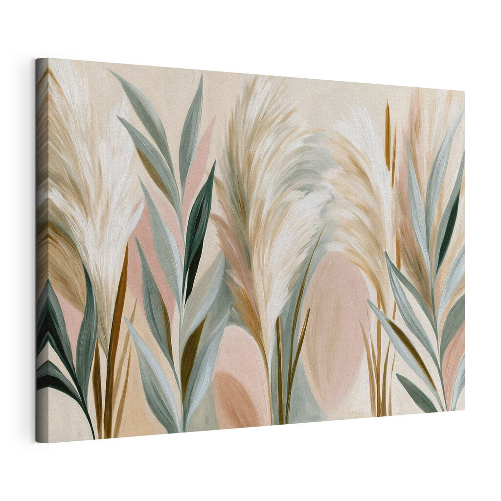 Plumets et longues feuilles, toile tendue et bord enveloppé