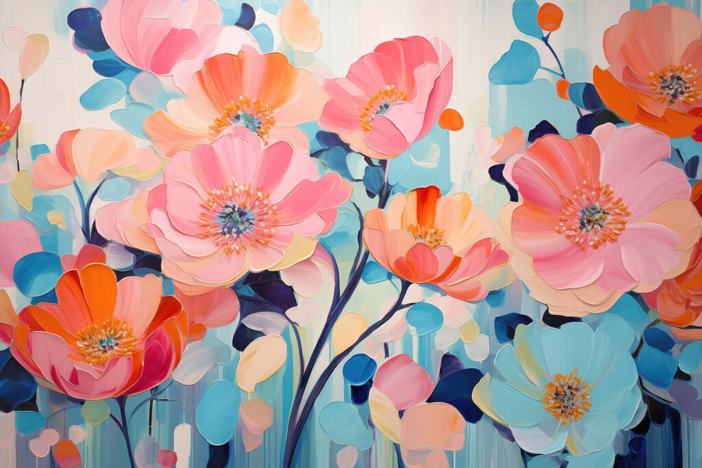 Fleurs aux couleurs gaies — motif complet