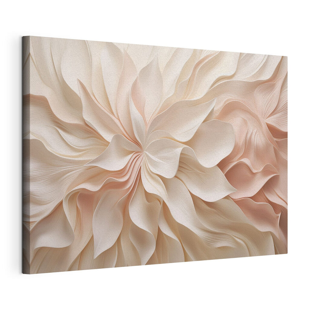 Pétales en douces volutes, toile tendue et bord enveloppé