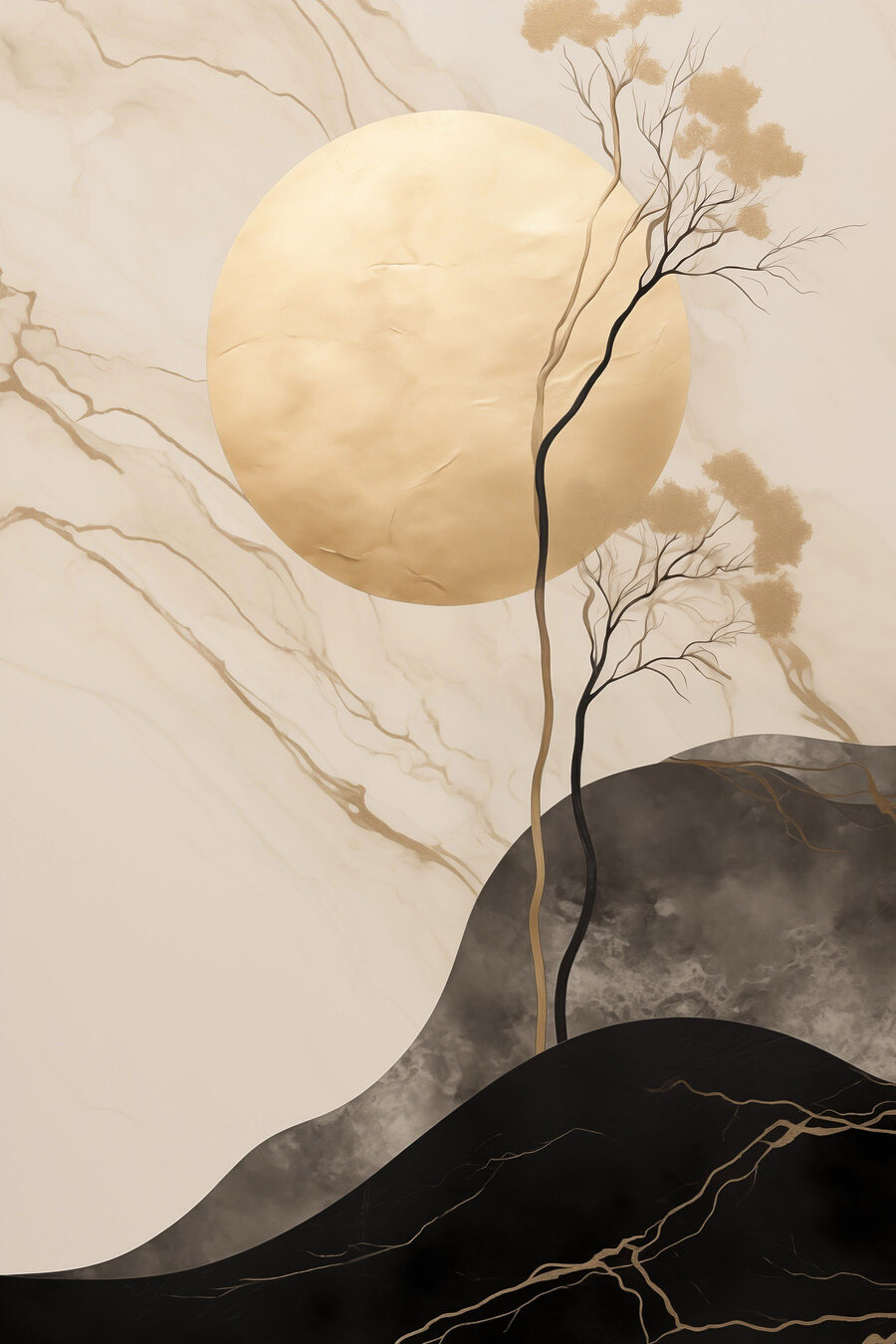 Rameaux sous la lune — motif complet