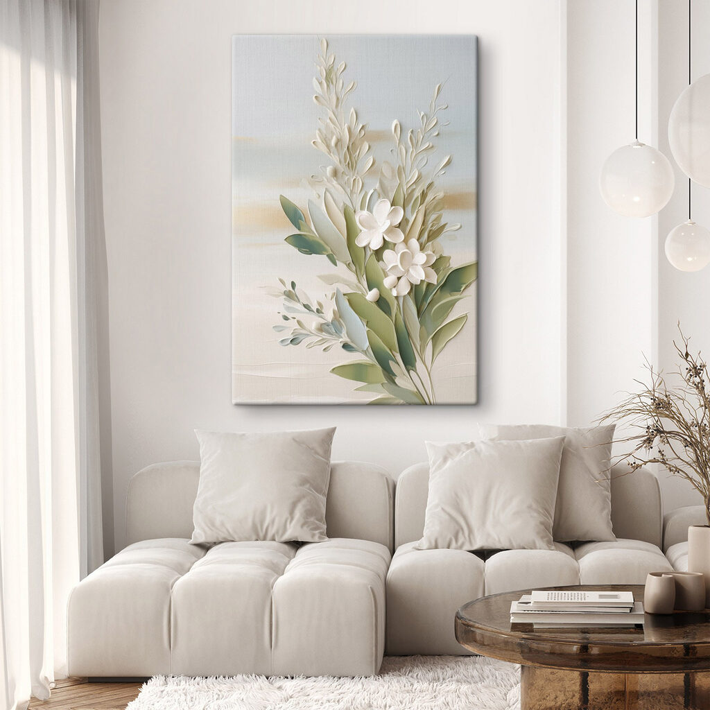 Fleurs blanches et olivier — intérieur 1