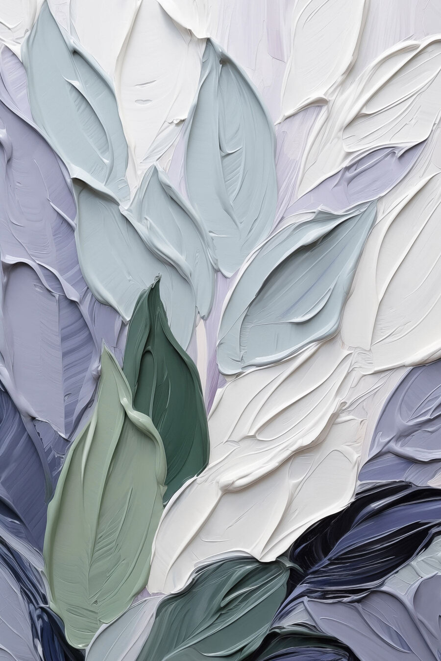 Feuilles en bleu-vert — motif complet