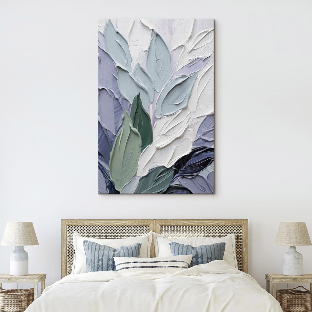 Feuilles en bleu-vert — intérieur 1
