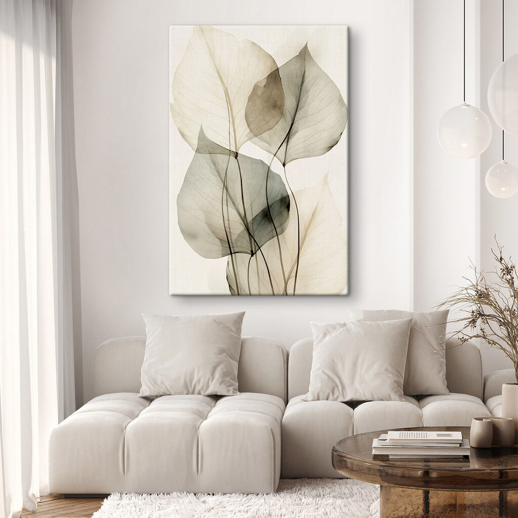Feuilles superposées vert grisé — intérieur 1
