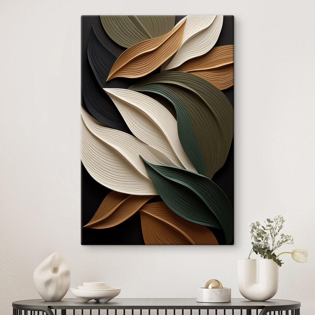 Feuilles plissées sur noir — intérieur 1