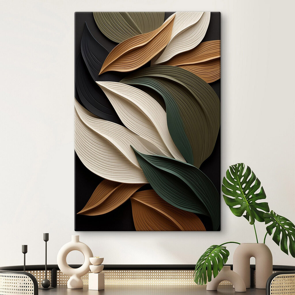 Feuilles plissées sur noir — intérieur 2