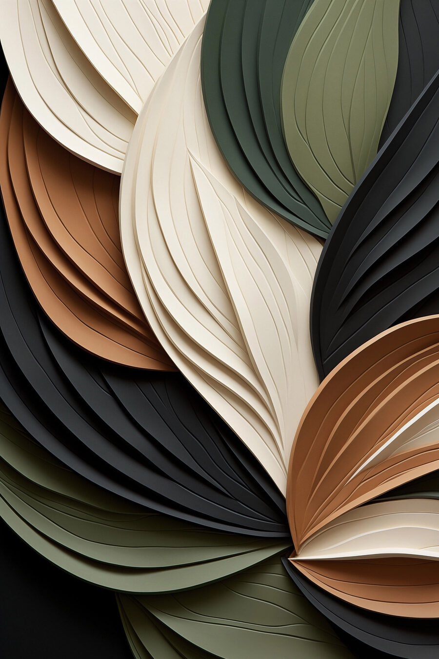 Éventails de feuilles pliées — motif complet