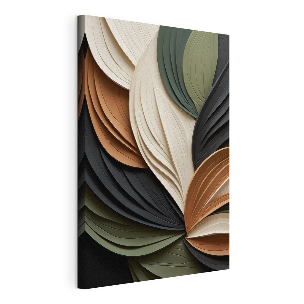 Éventails de feuilles pliées, toile tendue et bord enveloppé