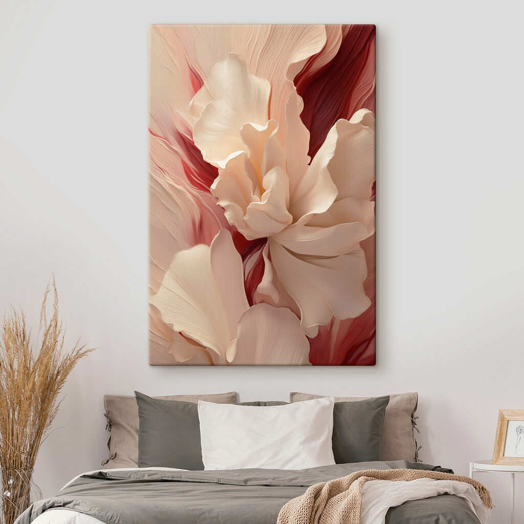 Fleurs sur rouge profond — intérieur 1