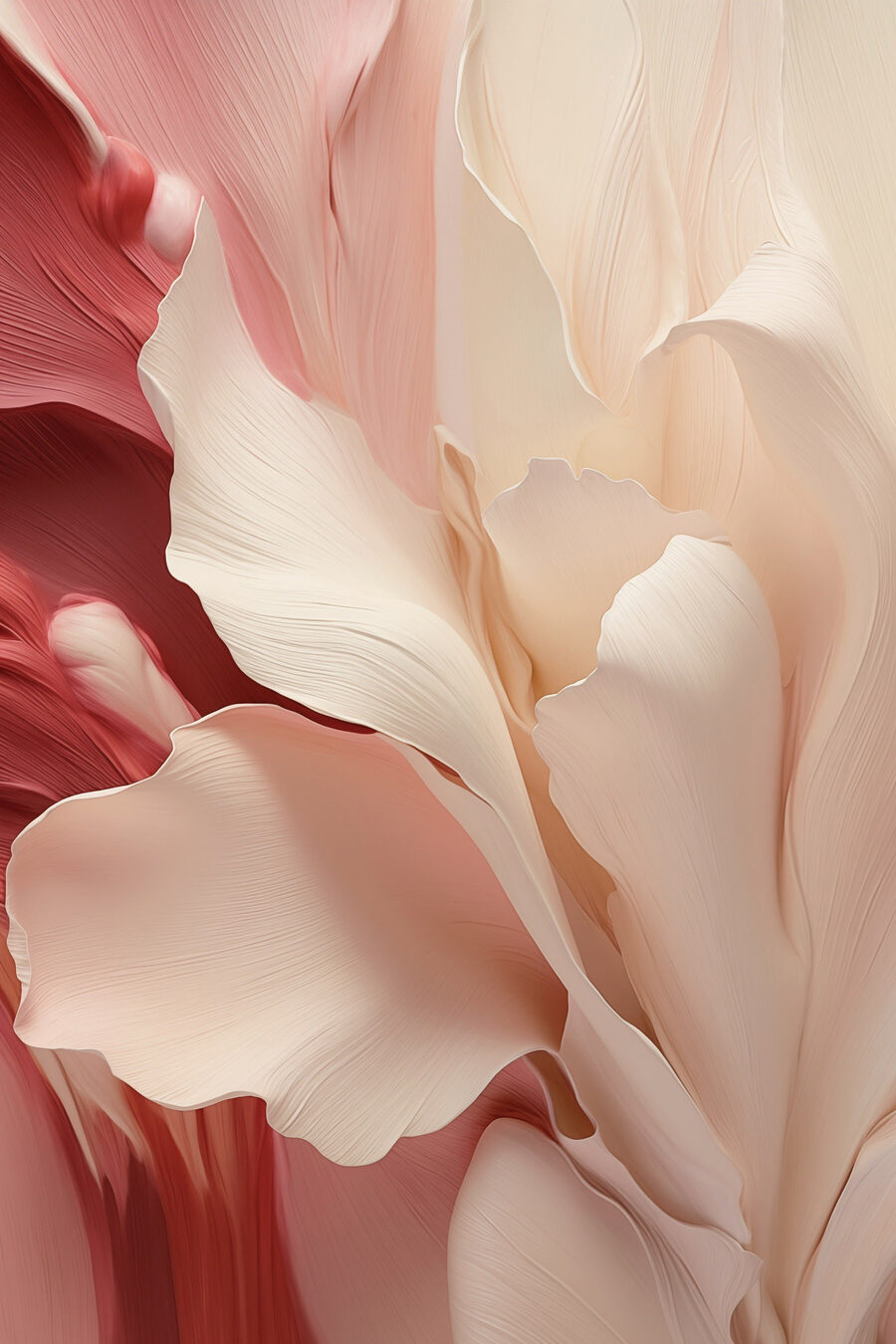 Fleur crème sur rouge — motif complet