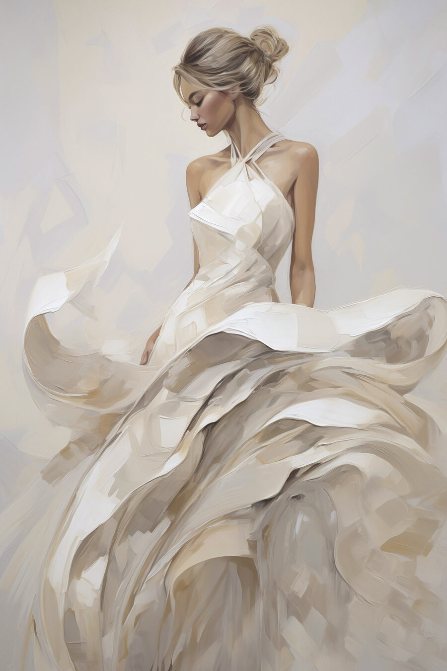 Femme en robe évasée — motif complet