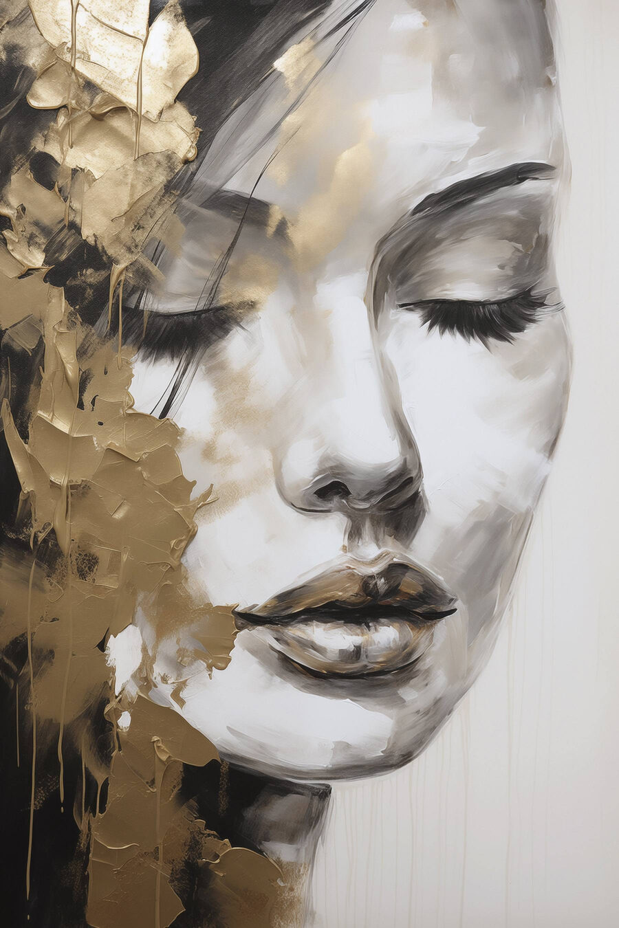Yeux clos, éclats d’or — motif complet