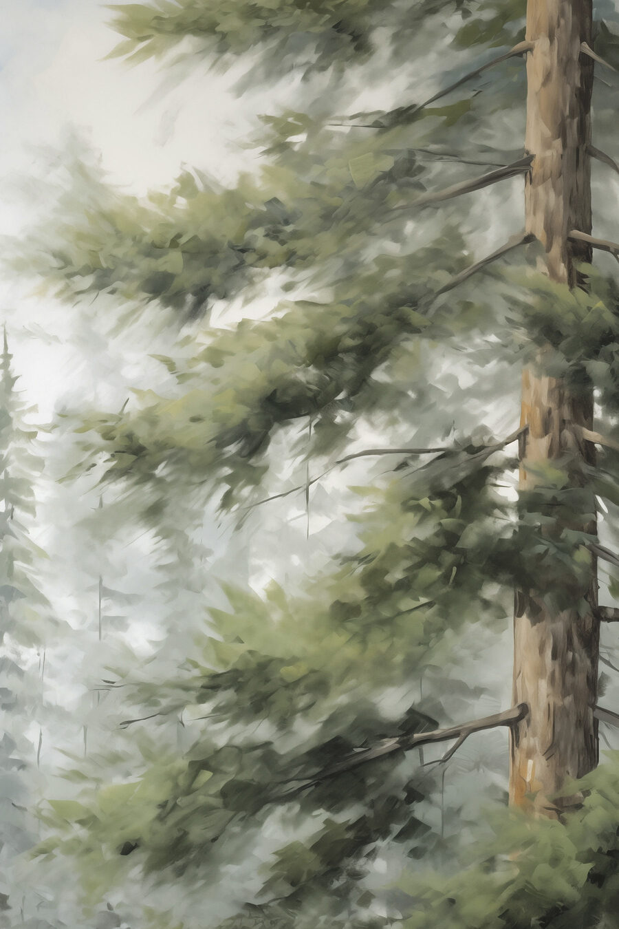 Branches vertes et tronc — motif complet
