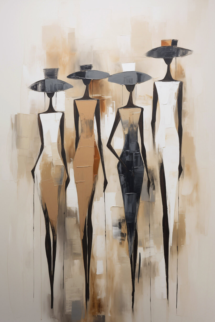 Hauts chapeaux, longues silhouettes — motif complet