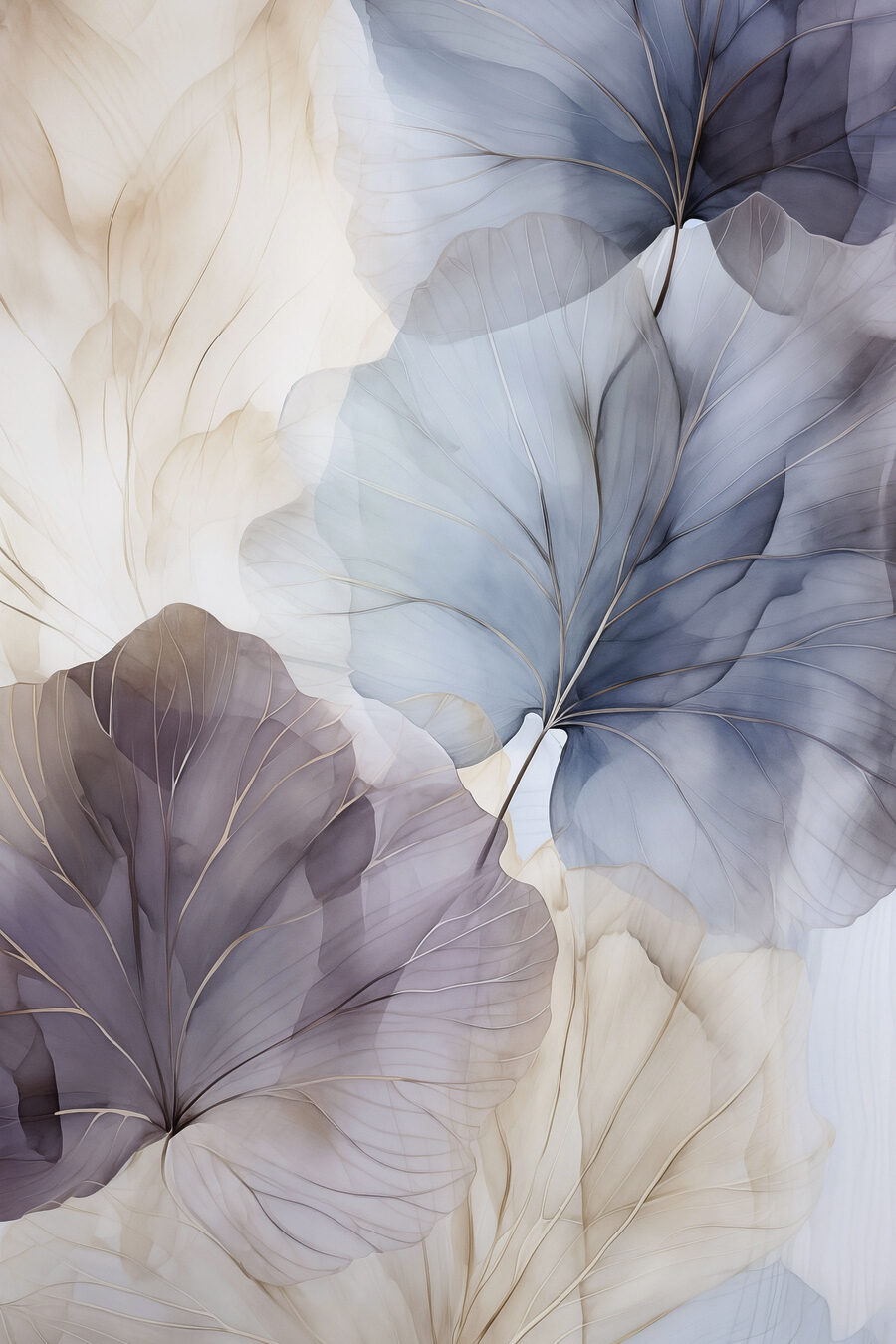 Feuilles rondes gris-bleu — motif complet