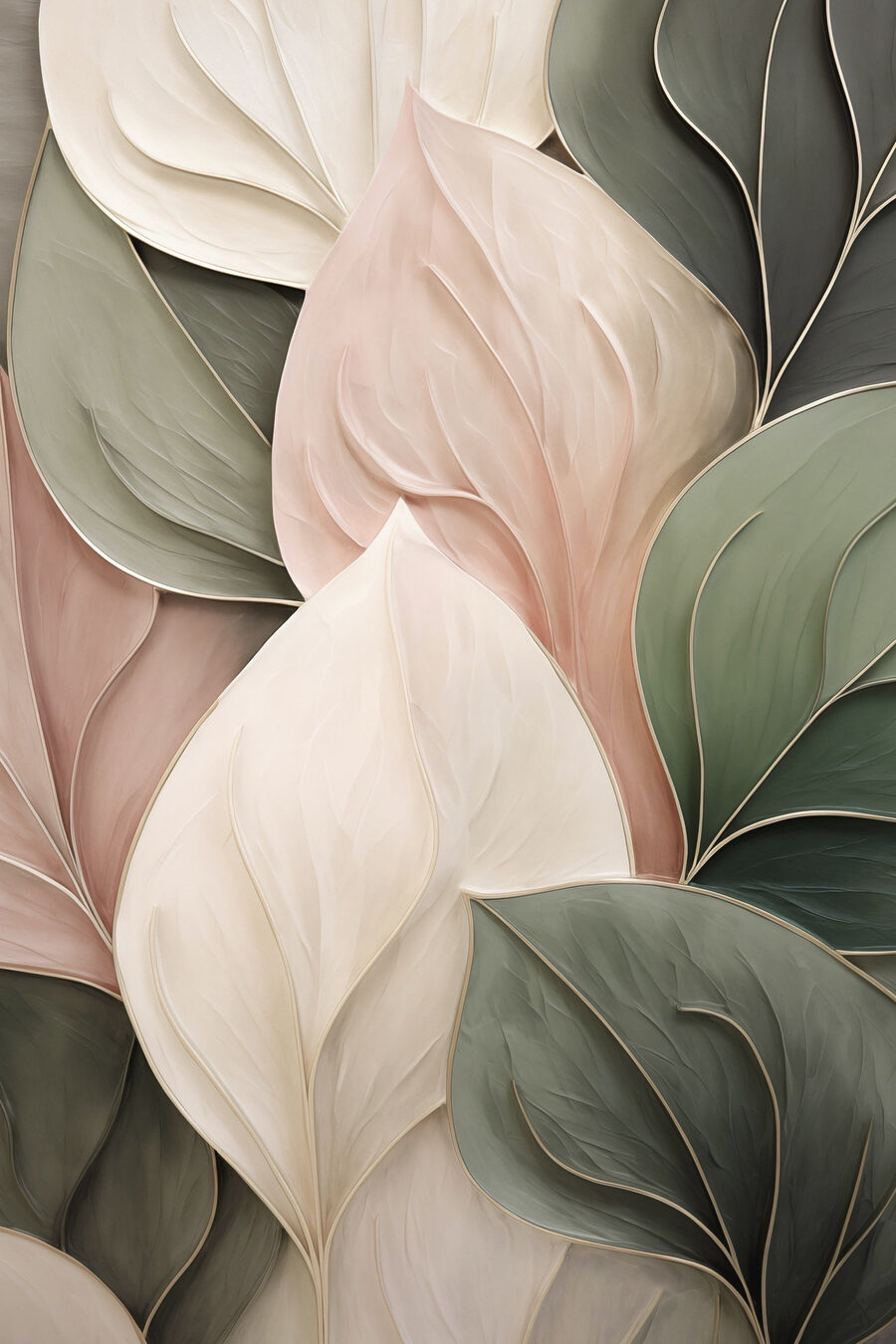 Larges feuilles pastel — motif complet