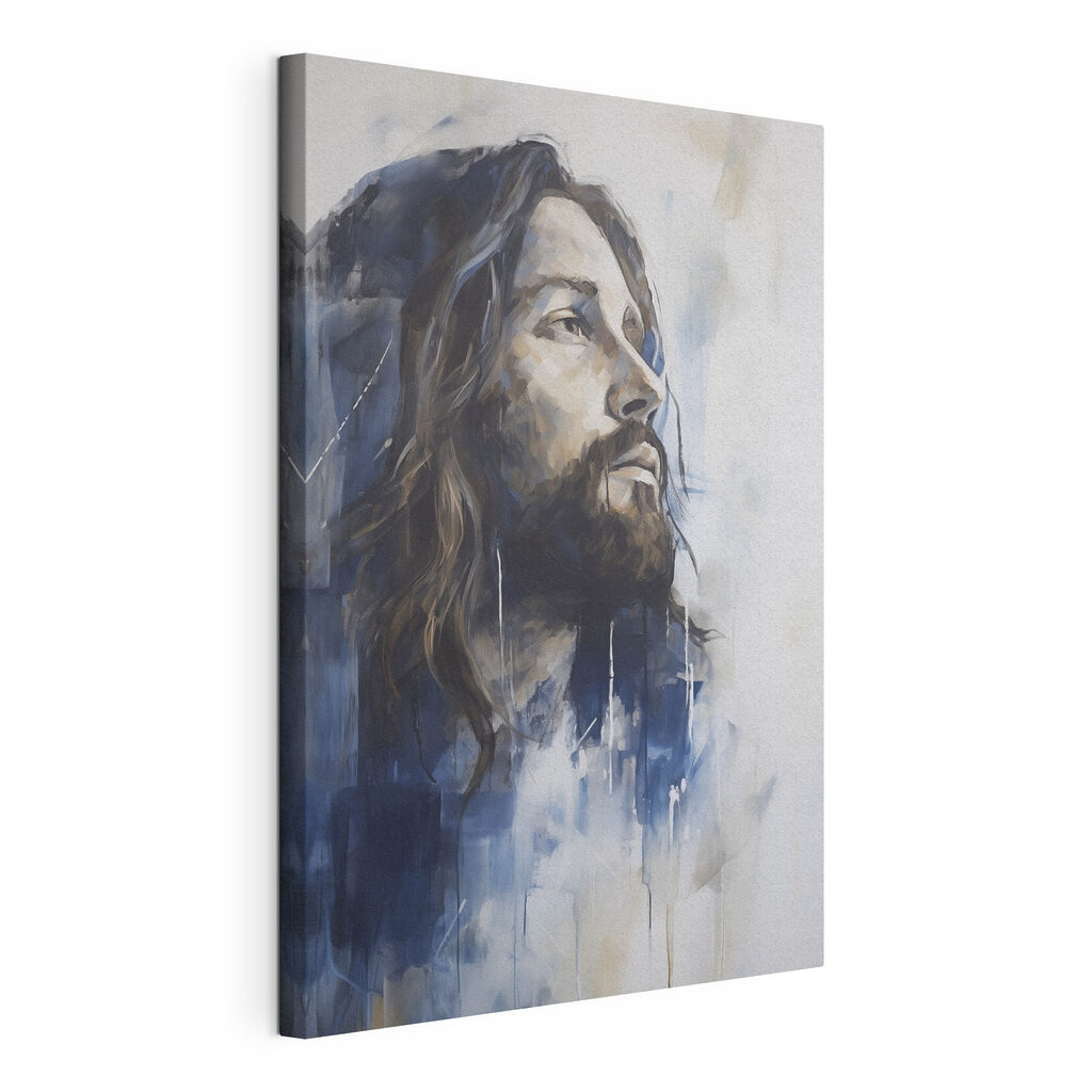 Homme aux cheveux longs, toile tendue et bord enveloppé