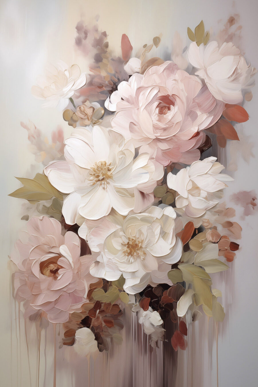 Roses et fleurs blanches — motif complet
