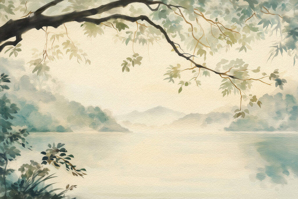 Lac sous les branches — motif complet