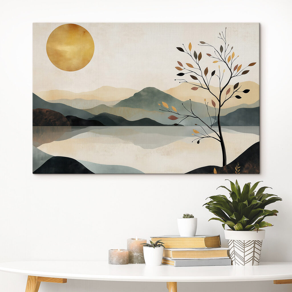 Arbre et montagnes reflétées — intérieur 1