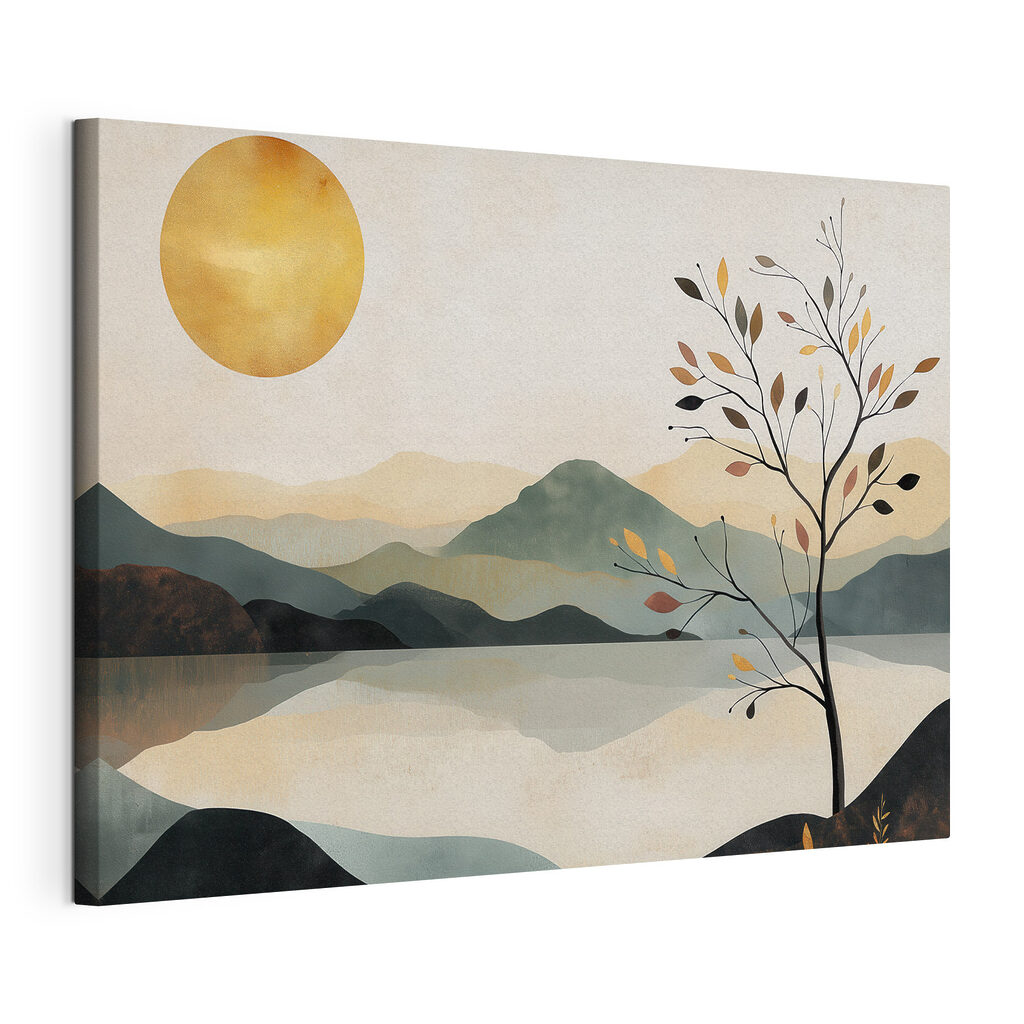 Arbre et montagnes reflétées — vue du produit