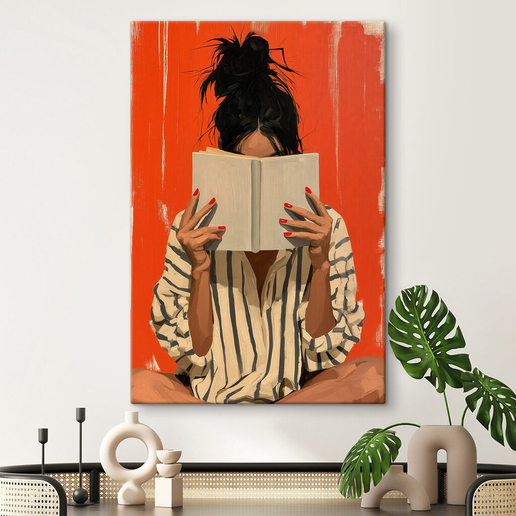 Lectrice sur fond orange — intérieur 2