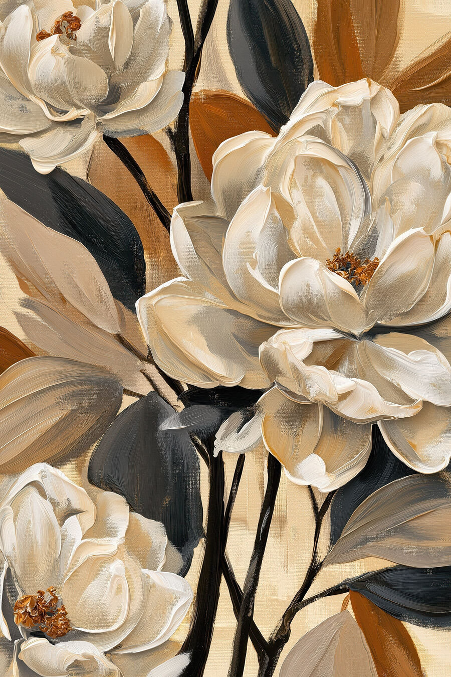 Fleurs sur aplats sombres — motif complet