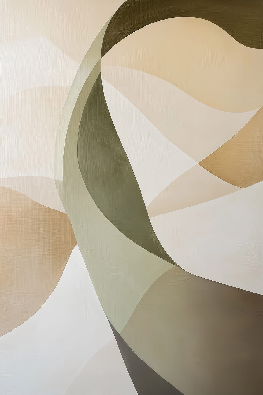 Courbes vert olive — motif complet