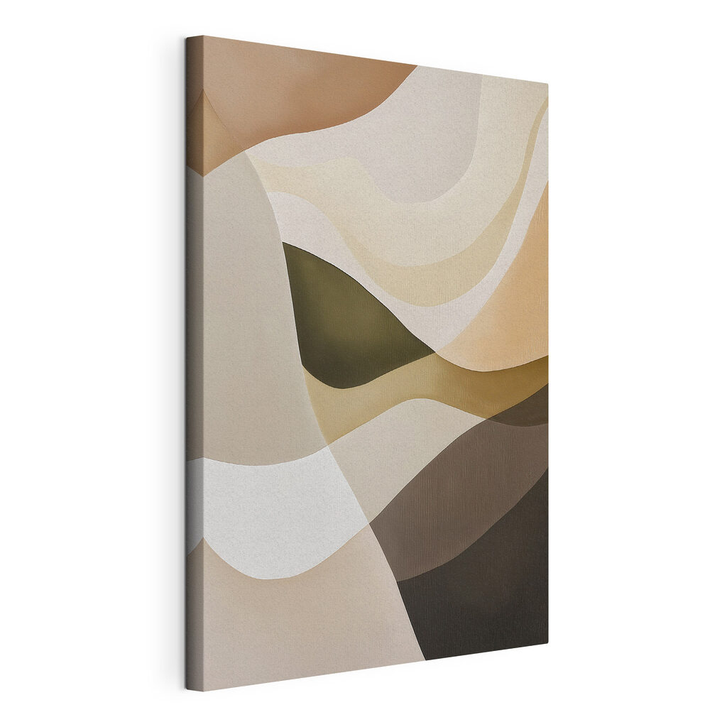 Formes ondulées couleur terre, toile tendue et bord enveloppé