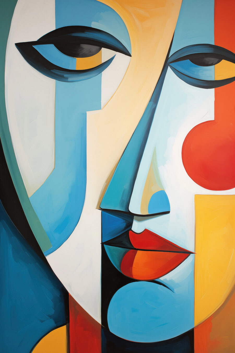 Visage coloré, yeux ouverts — motif complet