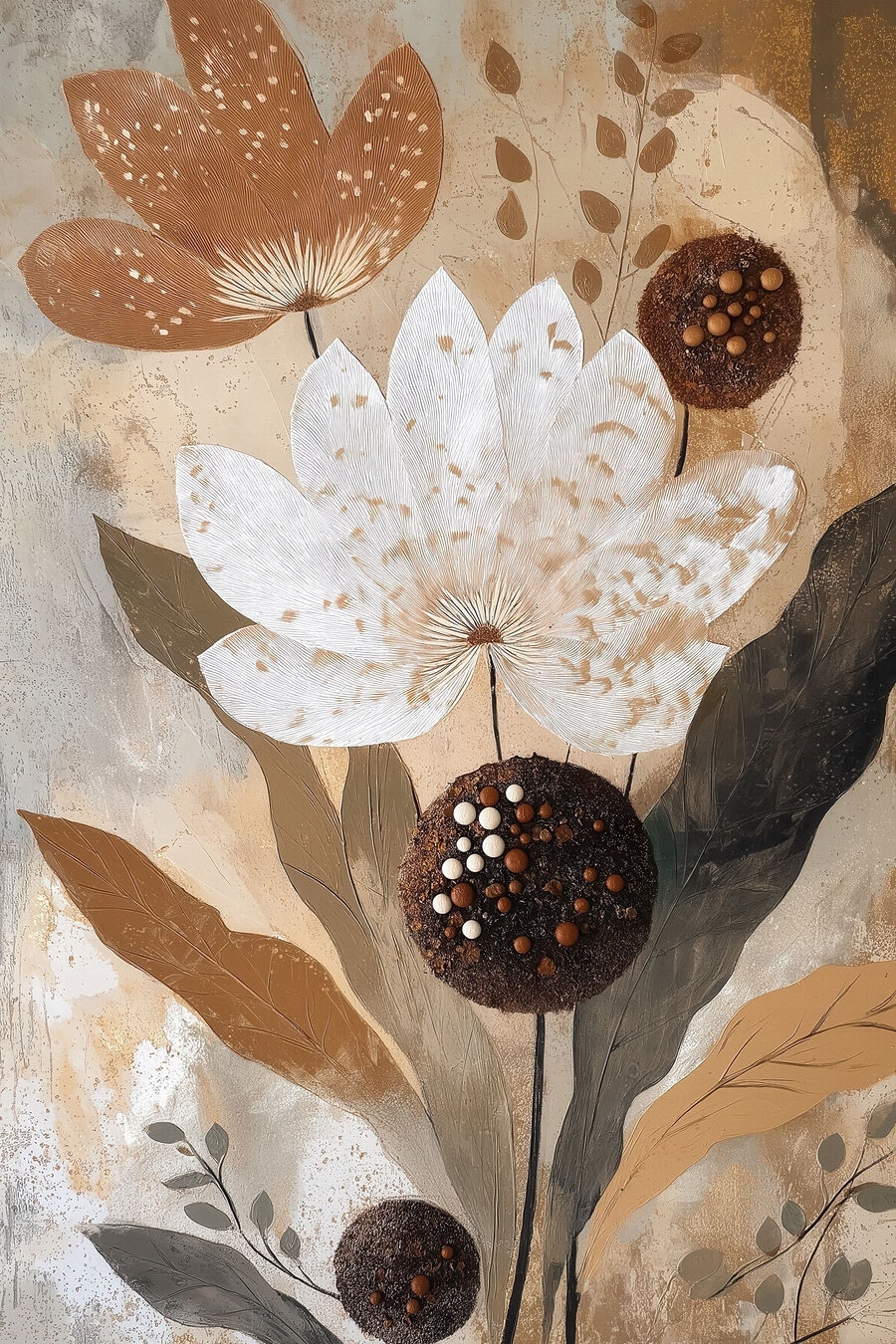 Fleurs aux cœurs pointillés — motif complet