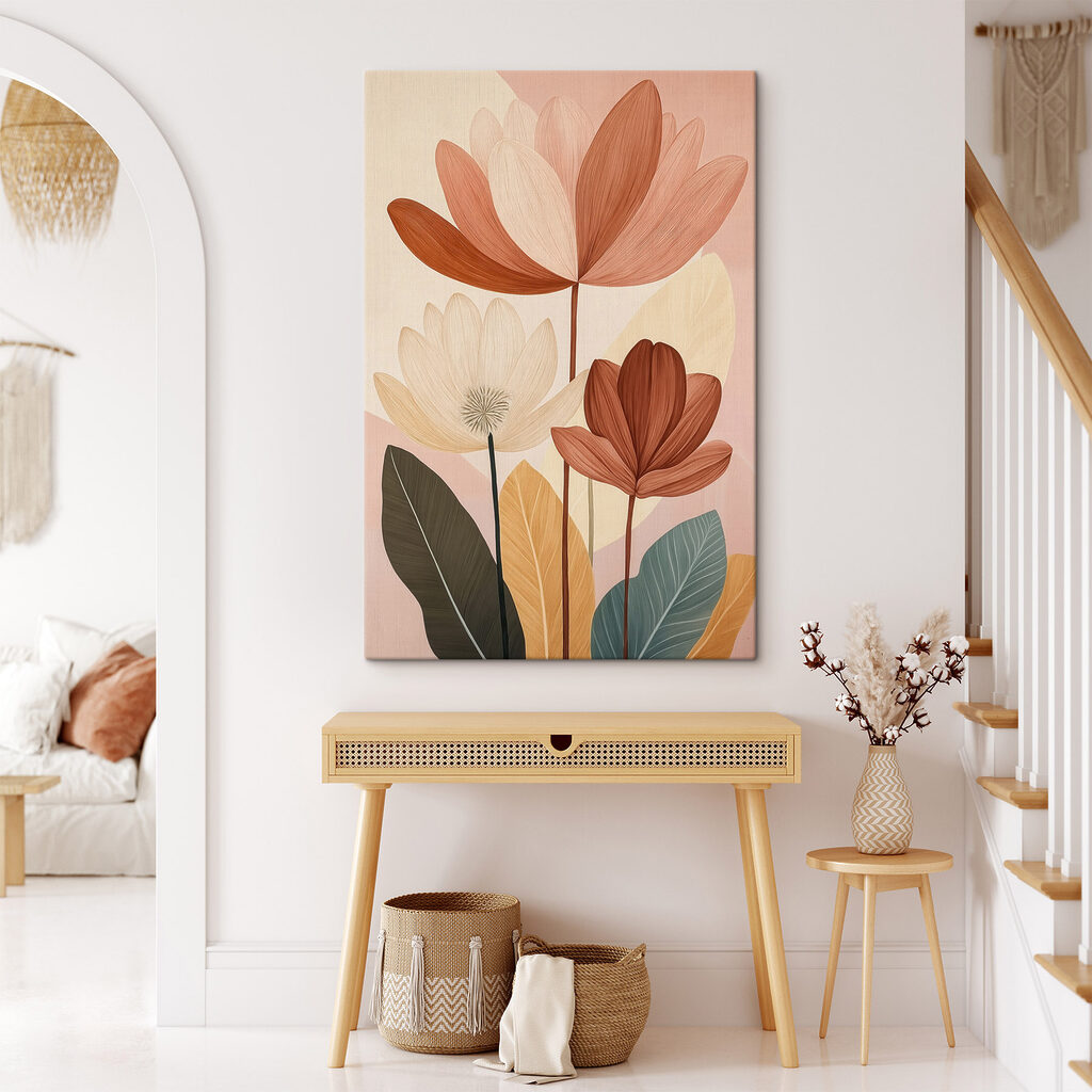 Fleurs en brun rouille dans un intérieur