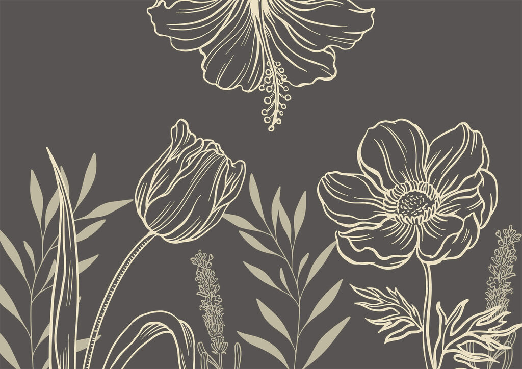 Fleurs au trait délicat — motif complet