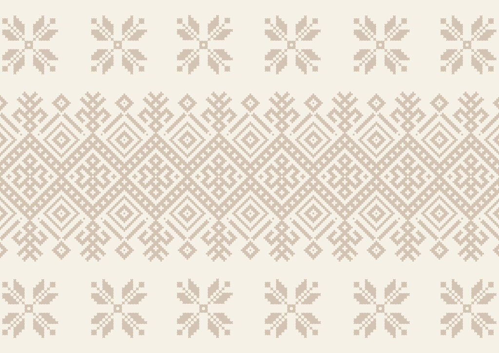 Frise géométrique et fleurettes — motif complet