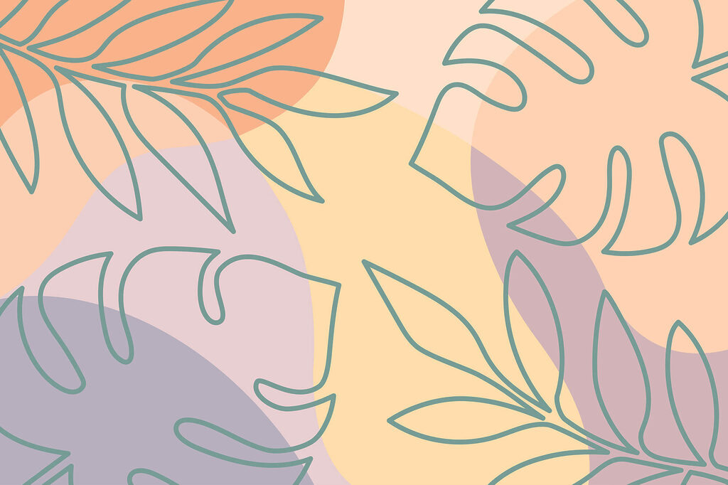 Feuilles sur aplats doux — motif complet