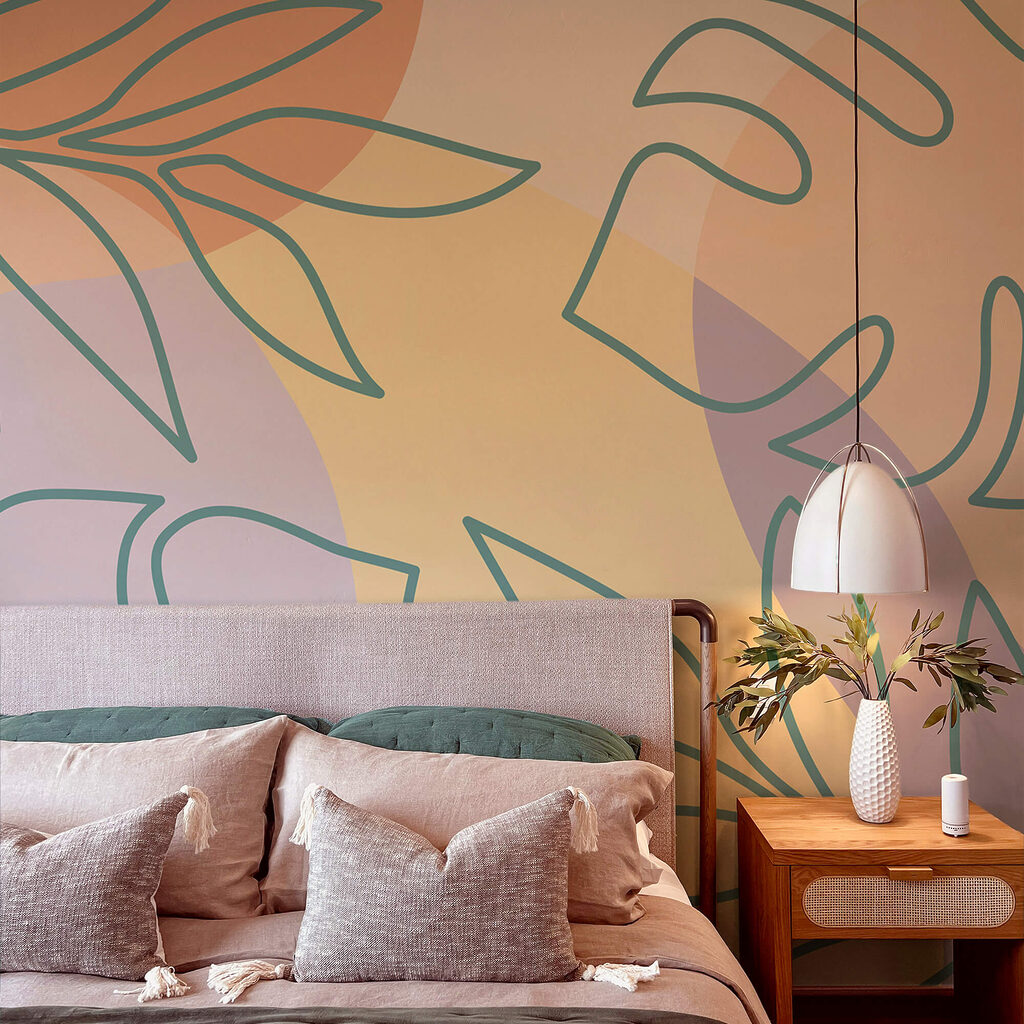Feuilles sur aplats doux — intérieur 2
