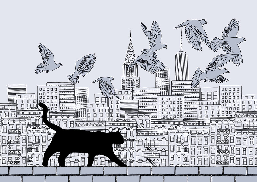 Chat dans la ville — motif complet
