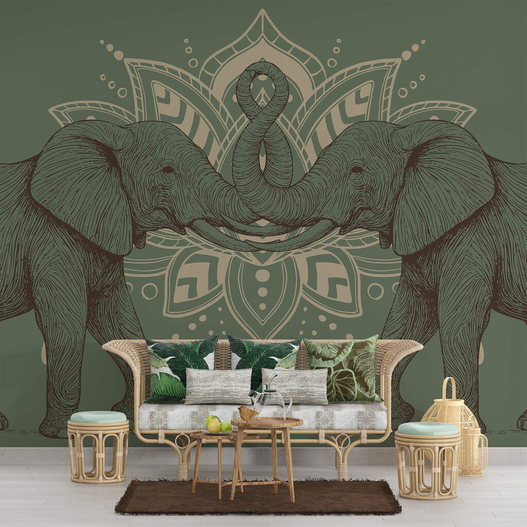 Éléphants trompe contre trompe — intérieur 1
