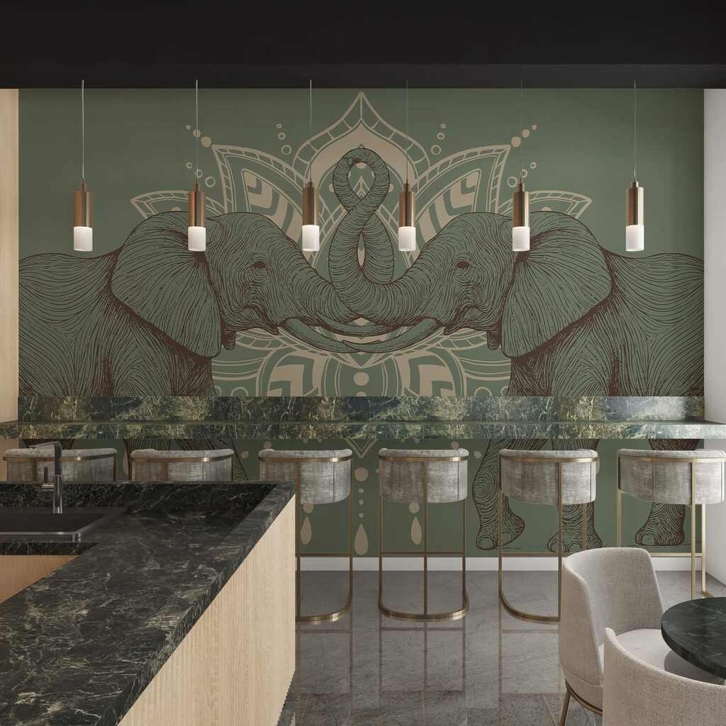 Éléphants trompe contre trompe — intérieur 2
