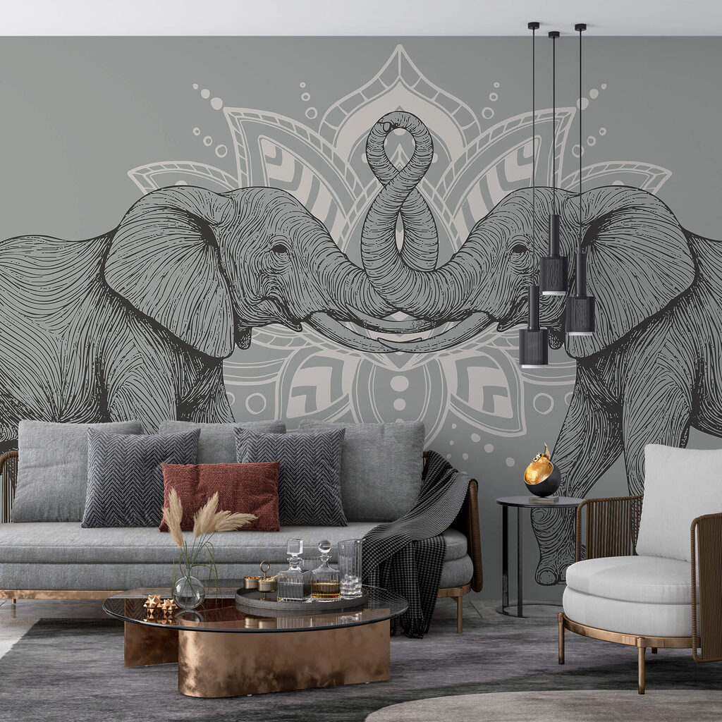 Éléphants trompe contre trompe — intérieur 2