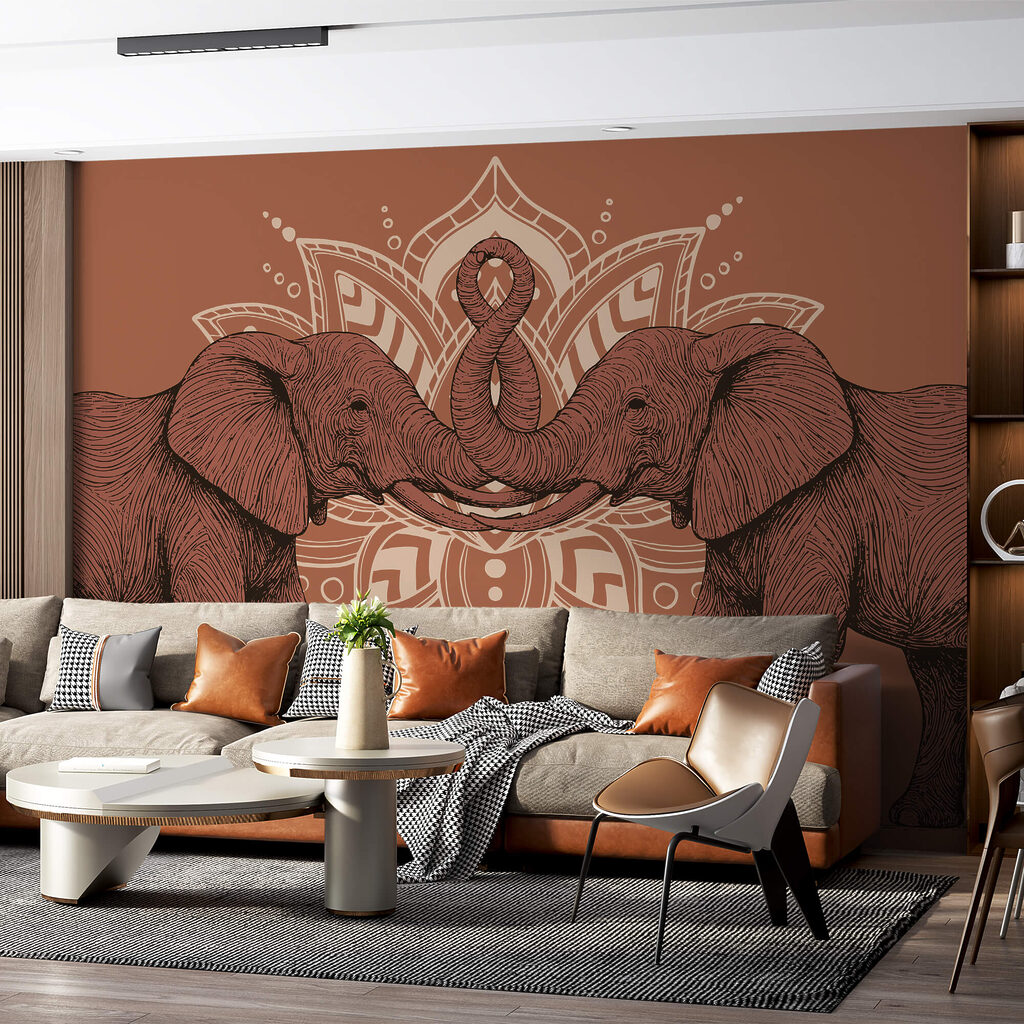 Éléphants trompe contre trompe — intérieur 1
