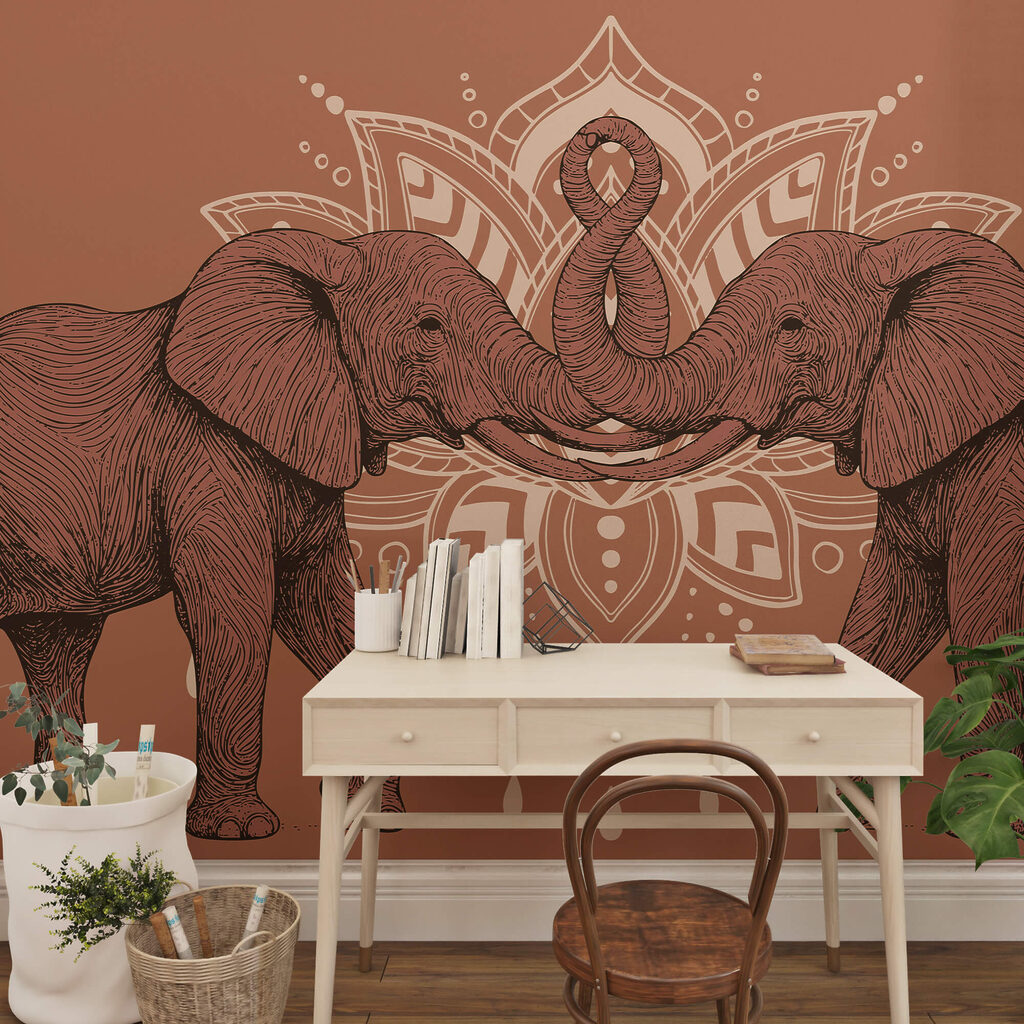 Éléphants trompe contre trompe — intérieur 2