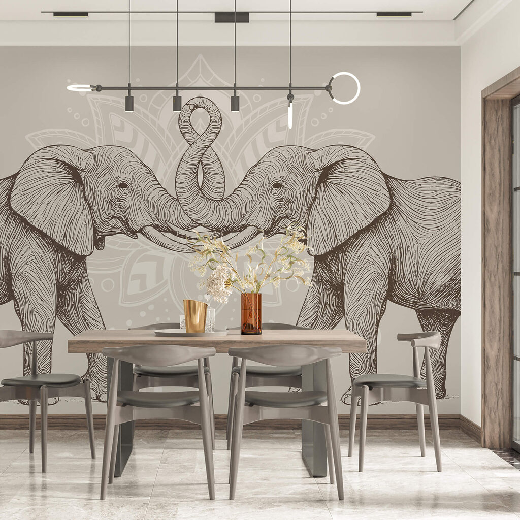 Éléphants trompe contre trompe — intérieur 1