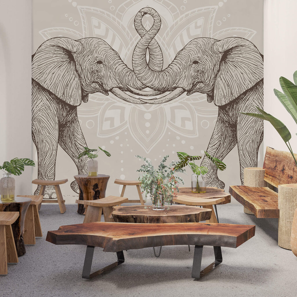 Éléphants trompe contre trompe — intérieur 2