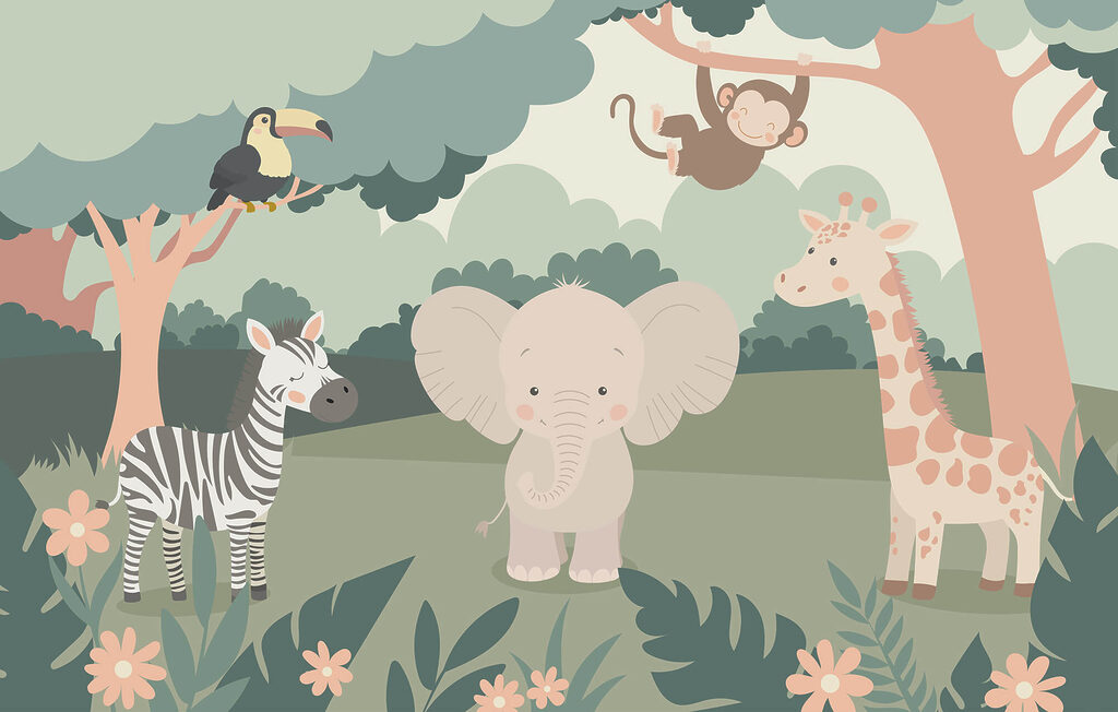 Animaux dans la forêt — motif complet