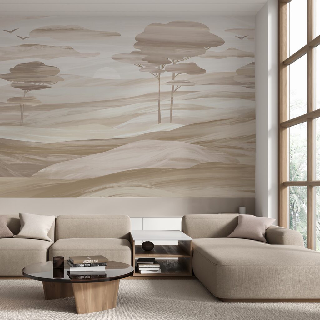 Arbres et douces collines dans un intérieur