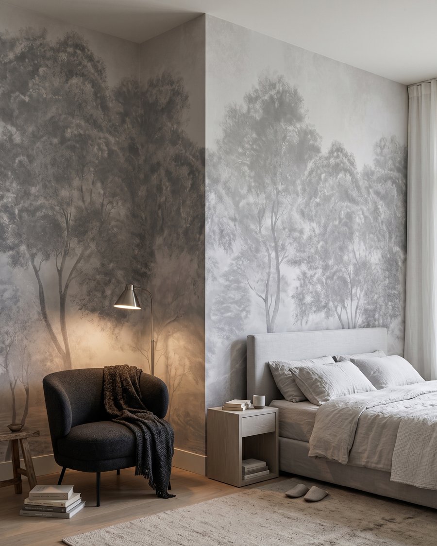 Forêt tout en gris dans un intérieur