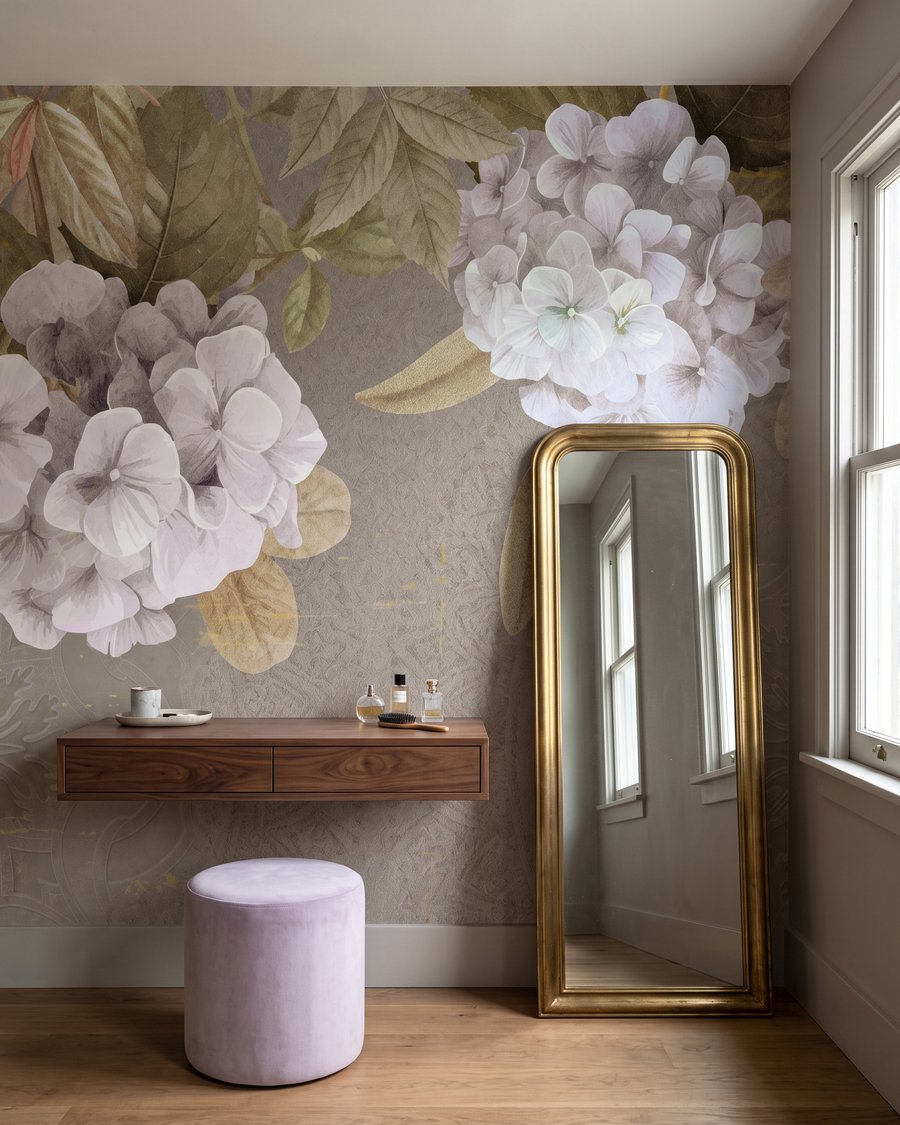 Ombelles sur fond dégagé dans un intérieur