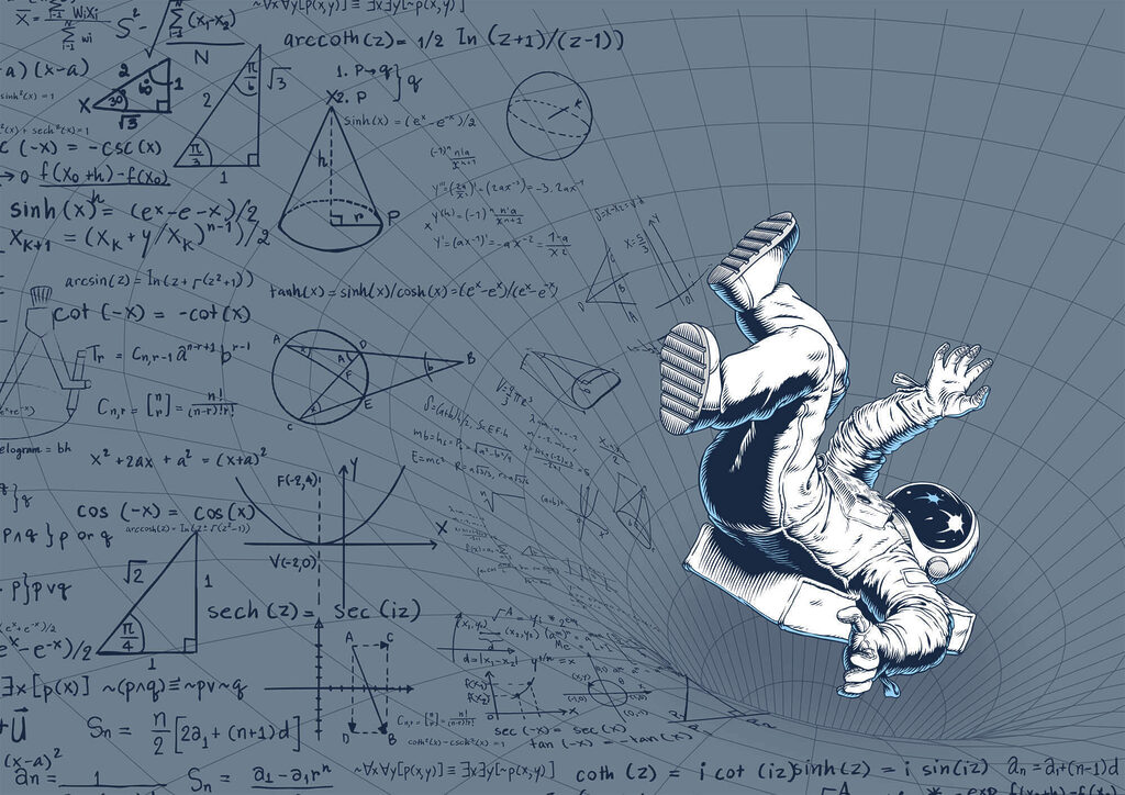 Astronaute parmi les formules — motif complet
